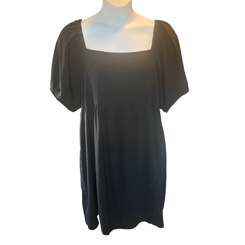 Old Navy Womens Boho Cottage Smocked Puff Sleeve Top Size XL Black Peasant
